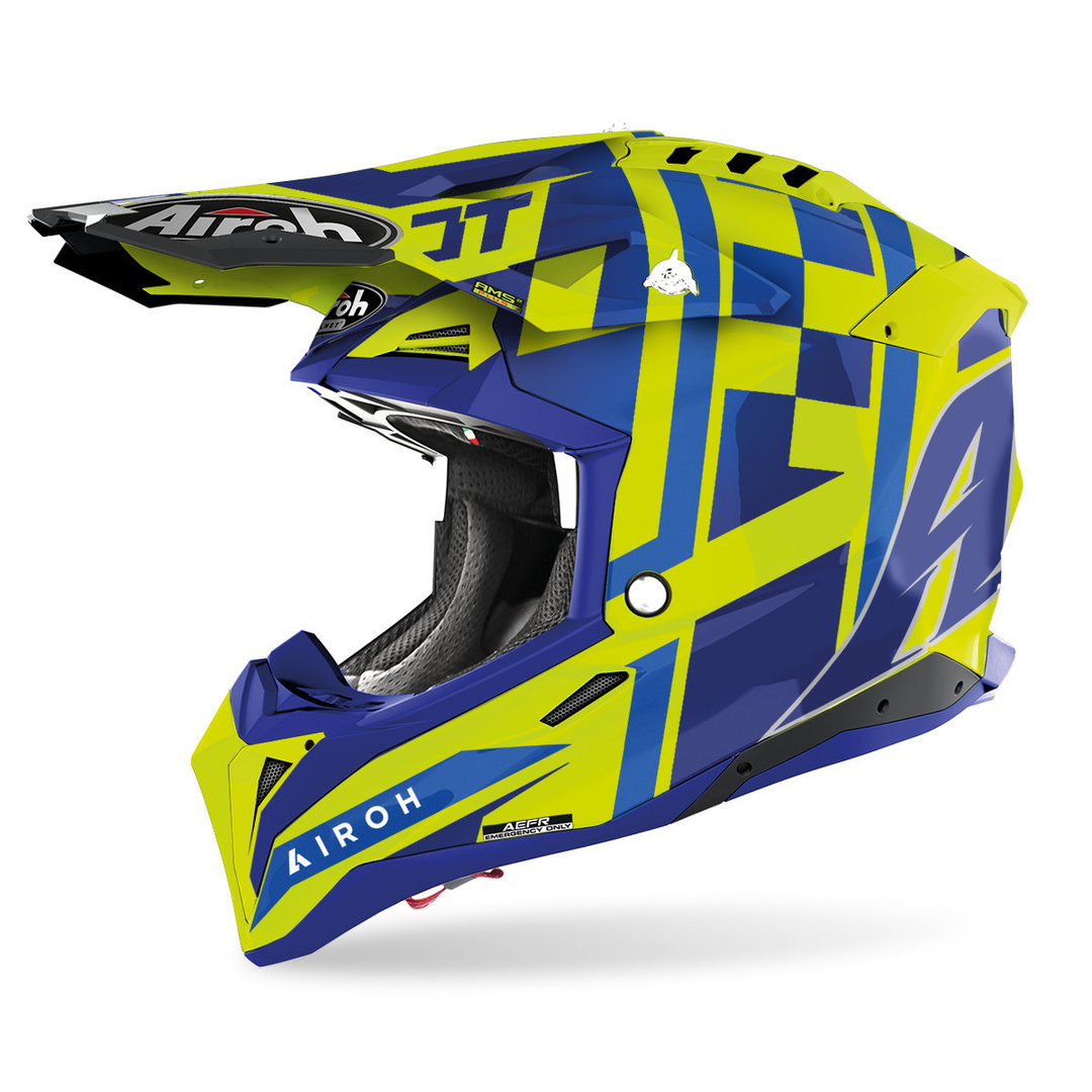 Airoh Aviator 3 TC21 Motocross Helmet, blue-yellow, Size XS, blue-yellow, Size XS