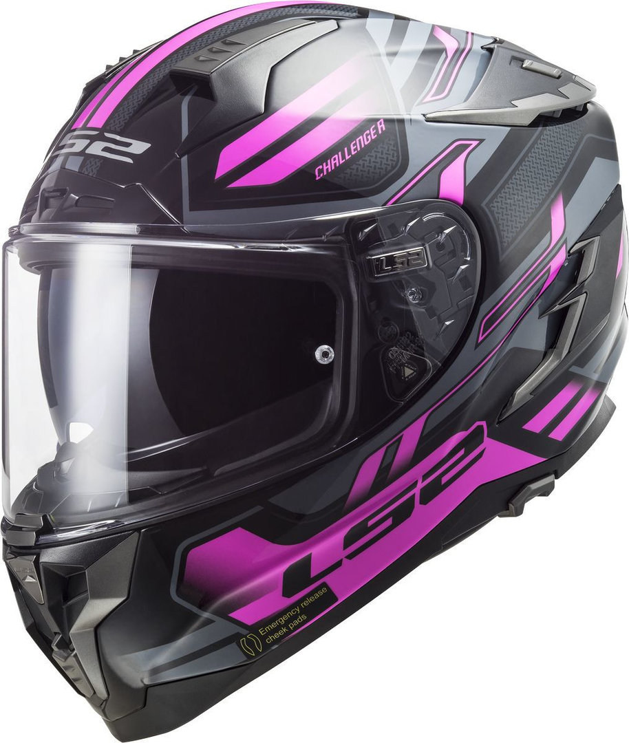 LS2 FF327 Challenger Spin Helmet, black-pink, Size 2XS, black-pink, Size 2XS
