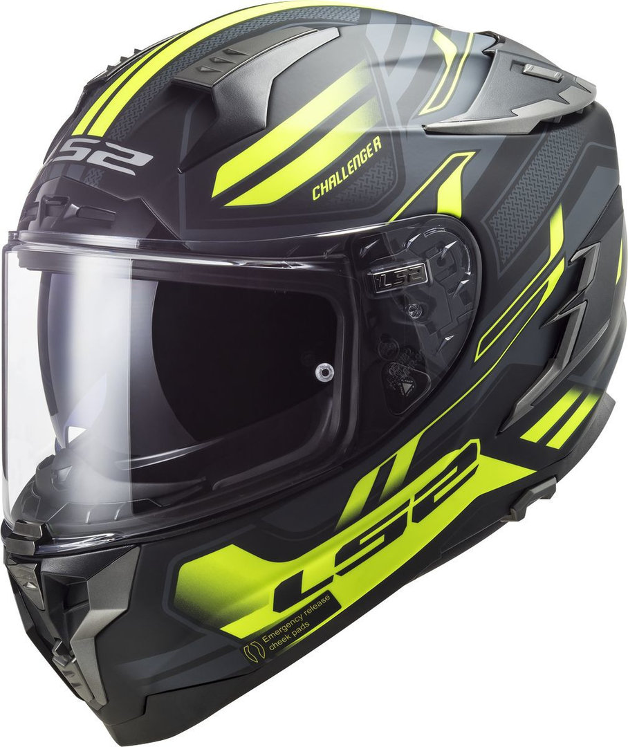 LS2 FF327 Challenger Spin Helmet, black-yellow, Size 2XS, black-yellow, Size 2XS