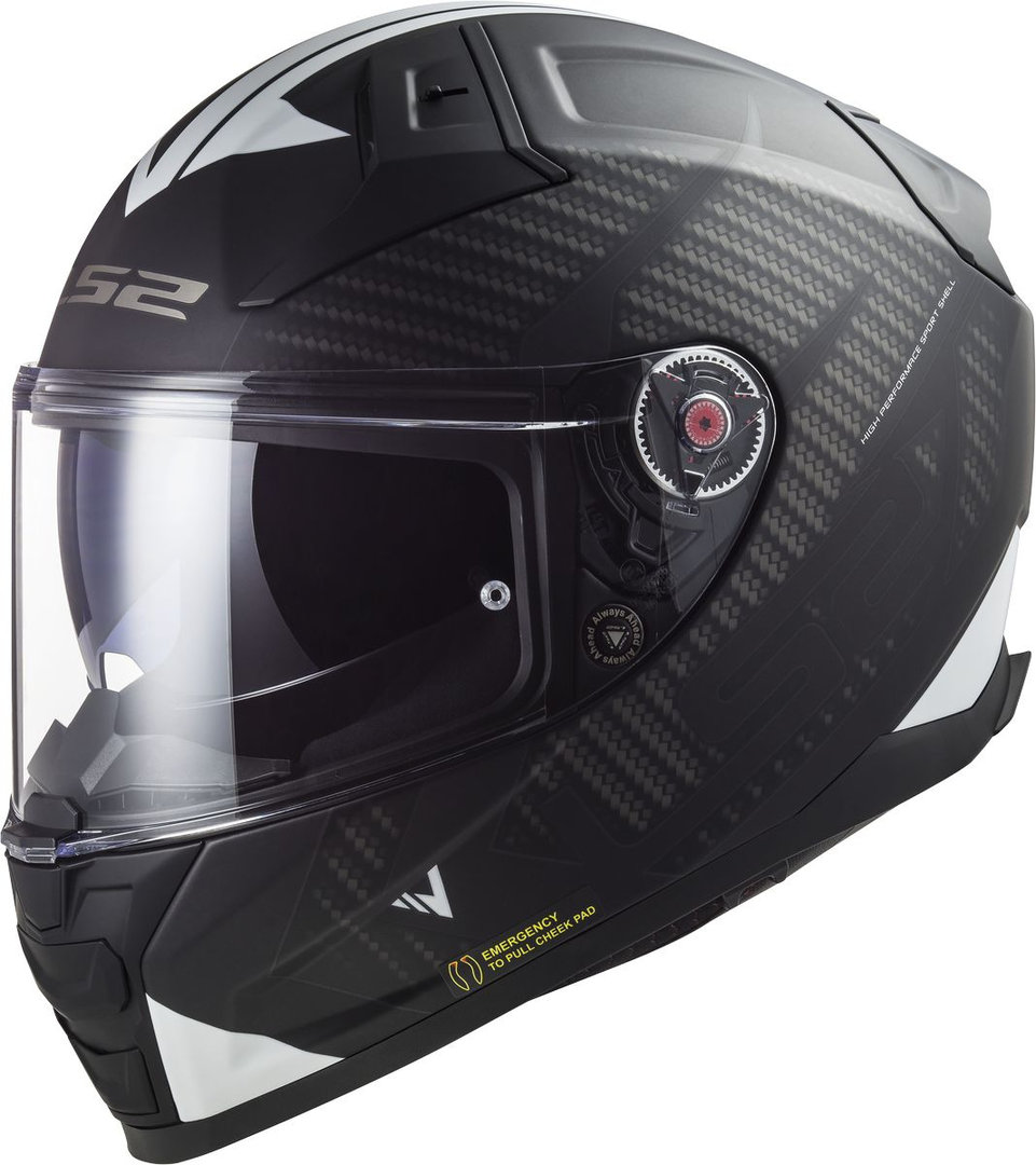 LS2 Vector II Splitter Helmet, black-white, Size 2XS, black-white, Size 2XS