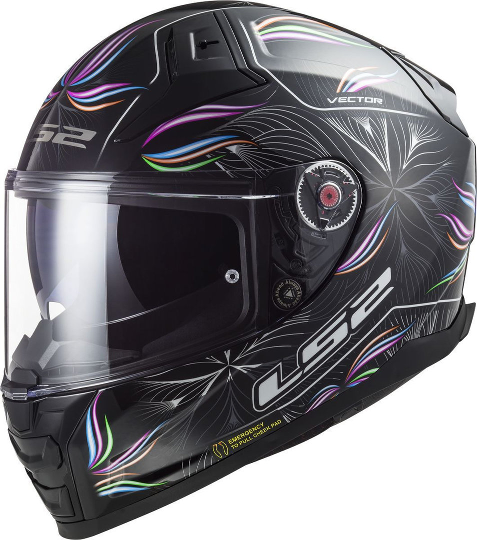 LS2 Vector II Tropical Helmet, black-white, Size 2XS, black-white, Size 2XS