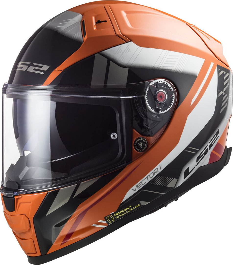 LS2 Vector II Stylus Helmet, black-orange, Size M, black-orange, Size M