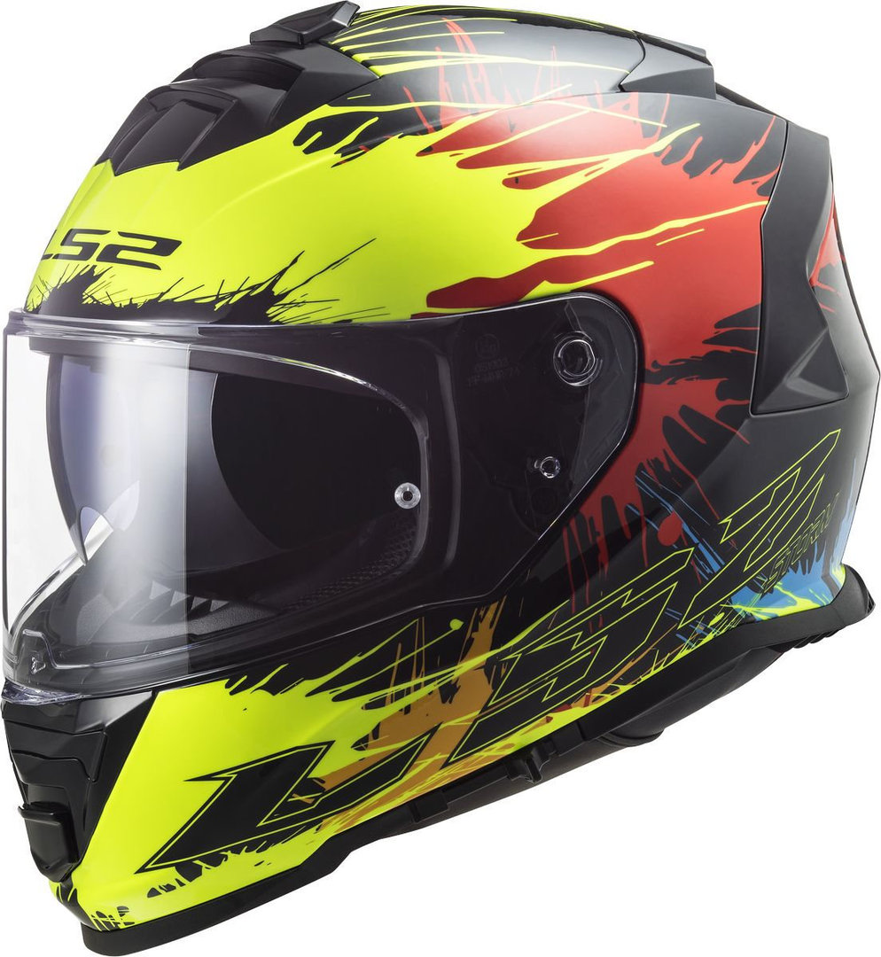 LS2 FF800 Storm Drop Helmet, black-red-yellow, Size XS, black-red-yellow, Size XS