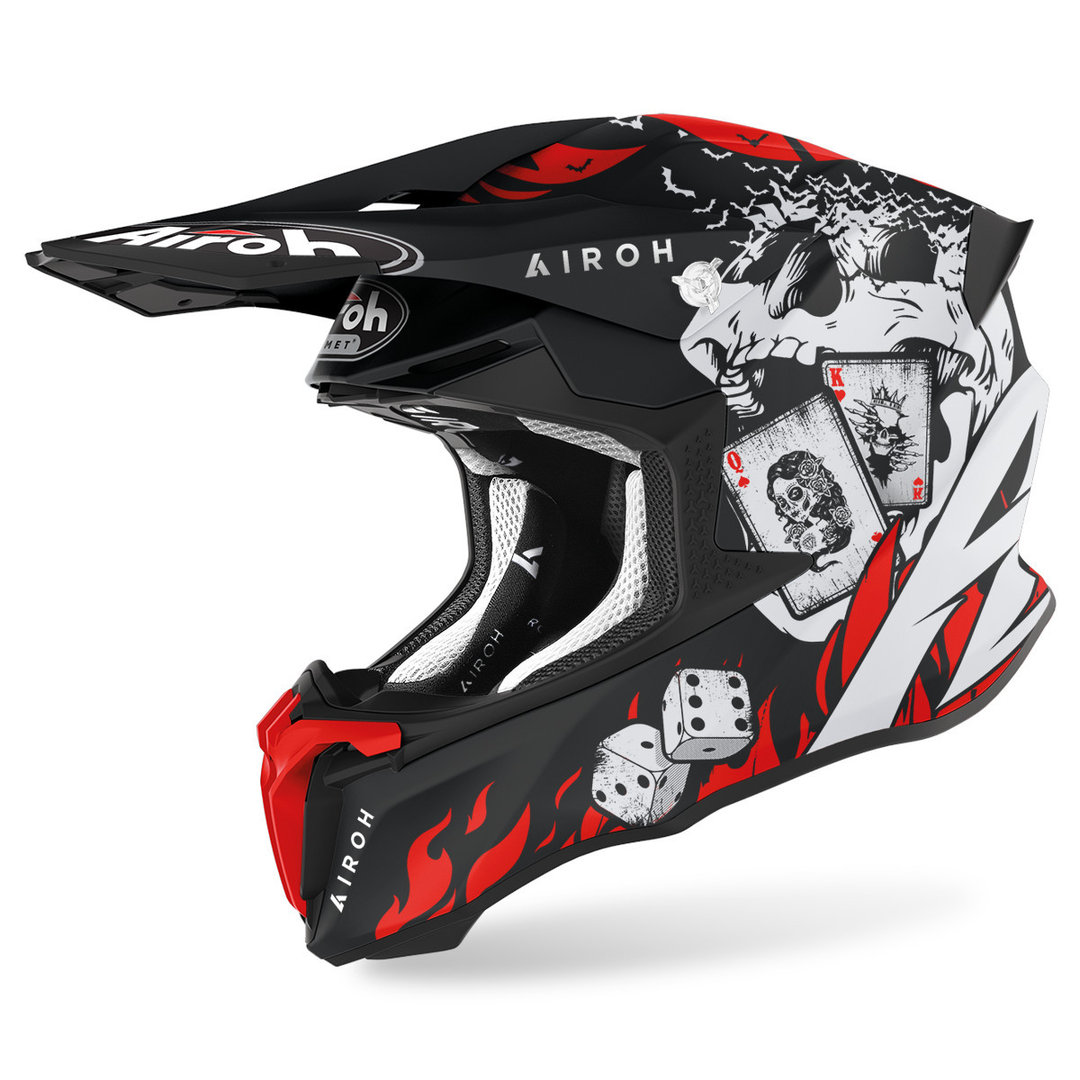 Airoh Twist 2.0 Hell Motocross Helmet, black-white-red, Size S, black-white-red, Size S