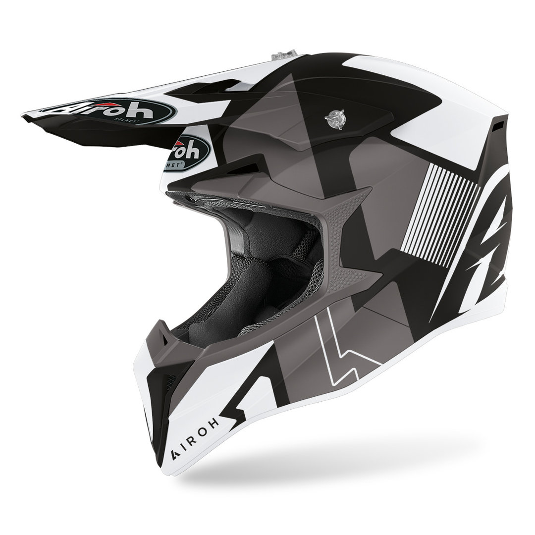 Airoh Wraap Raze Motocross Helm, schwarz-weiss, Größe L, schwarz-weiss, Größe L