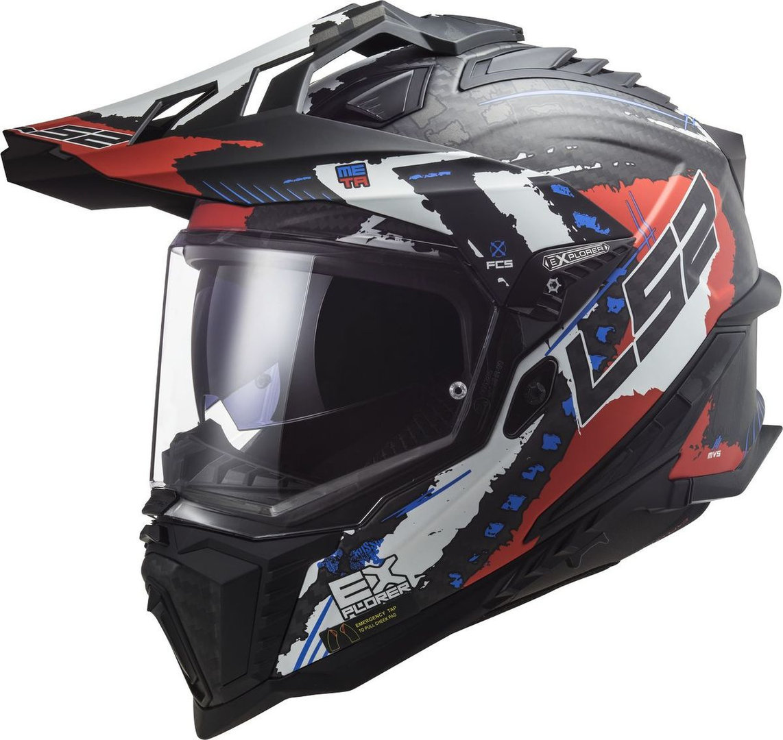LS2 MX701 Explorer C Extend Carbon Motocross Helmet, black-red, Size XL, black-red, Size XL