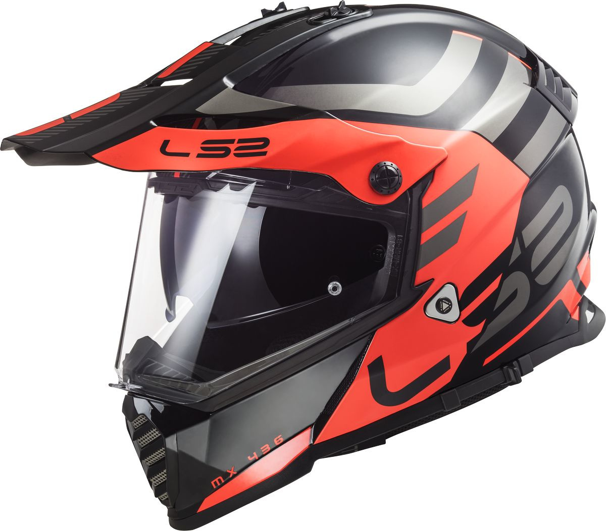 Image of LS2 MX436 Pioneer Evo Adventurer Casco Motocross, nero-arancione, dimensione L