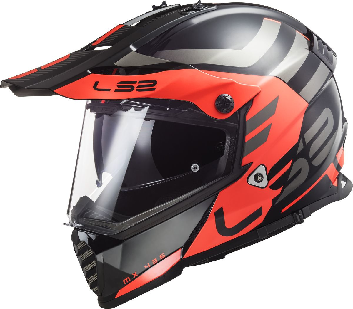 Image of LS2 MX436 Pioneer Evo Adventurer Casco Motocross, nero-arancione, dimensione M