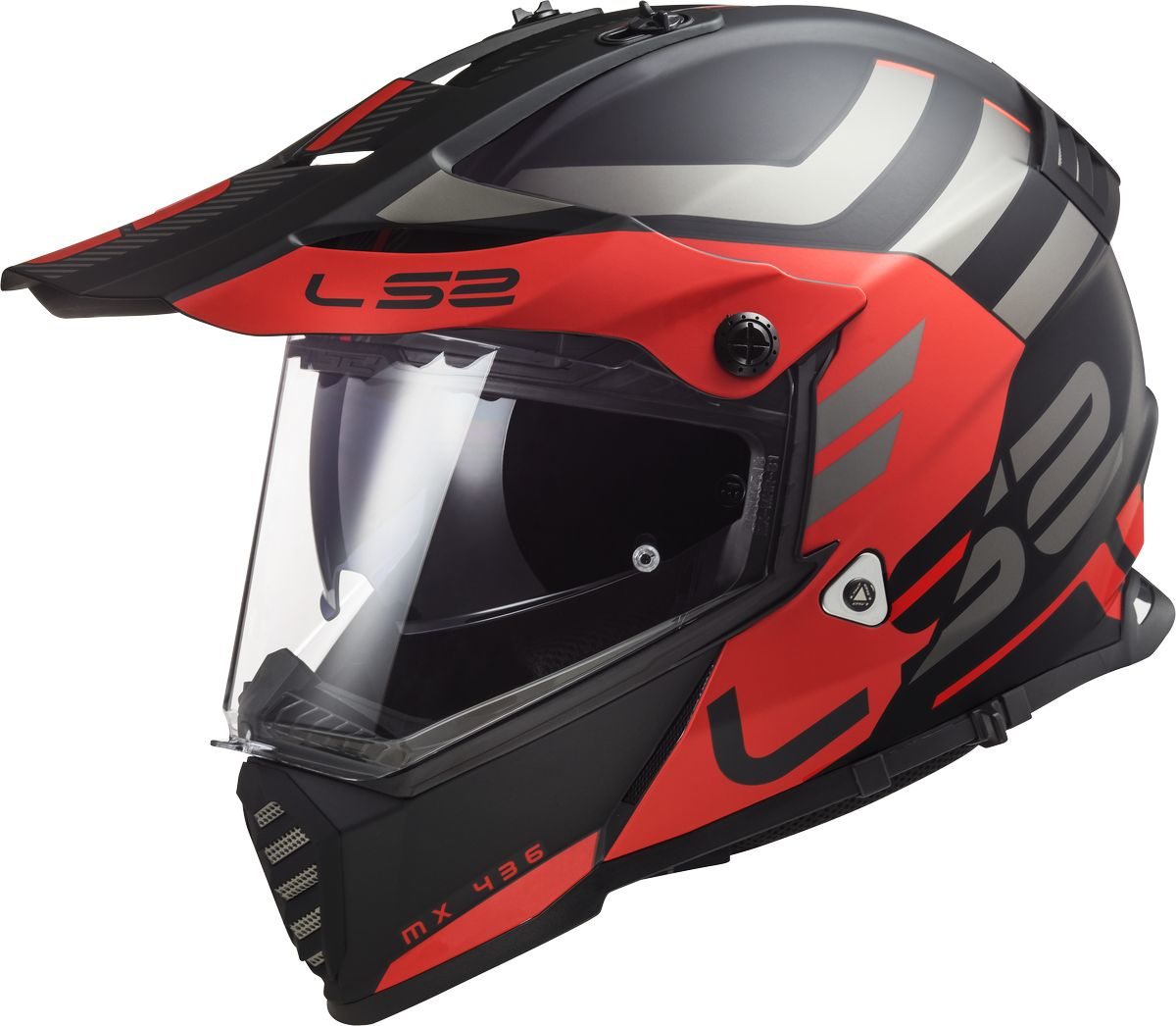 Image of LS2 MX436 Pioneer Evo Adventurer Casco Motocross, nero-rosso, dimensione L
