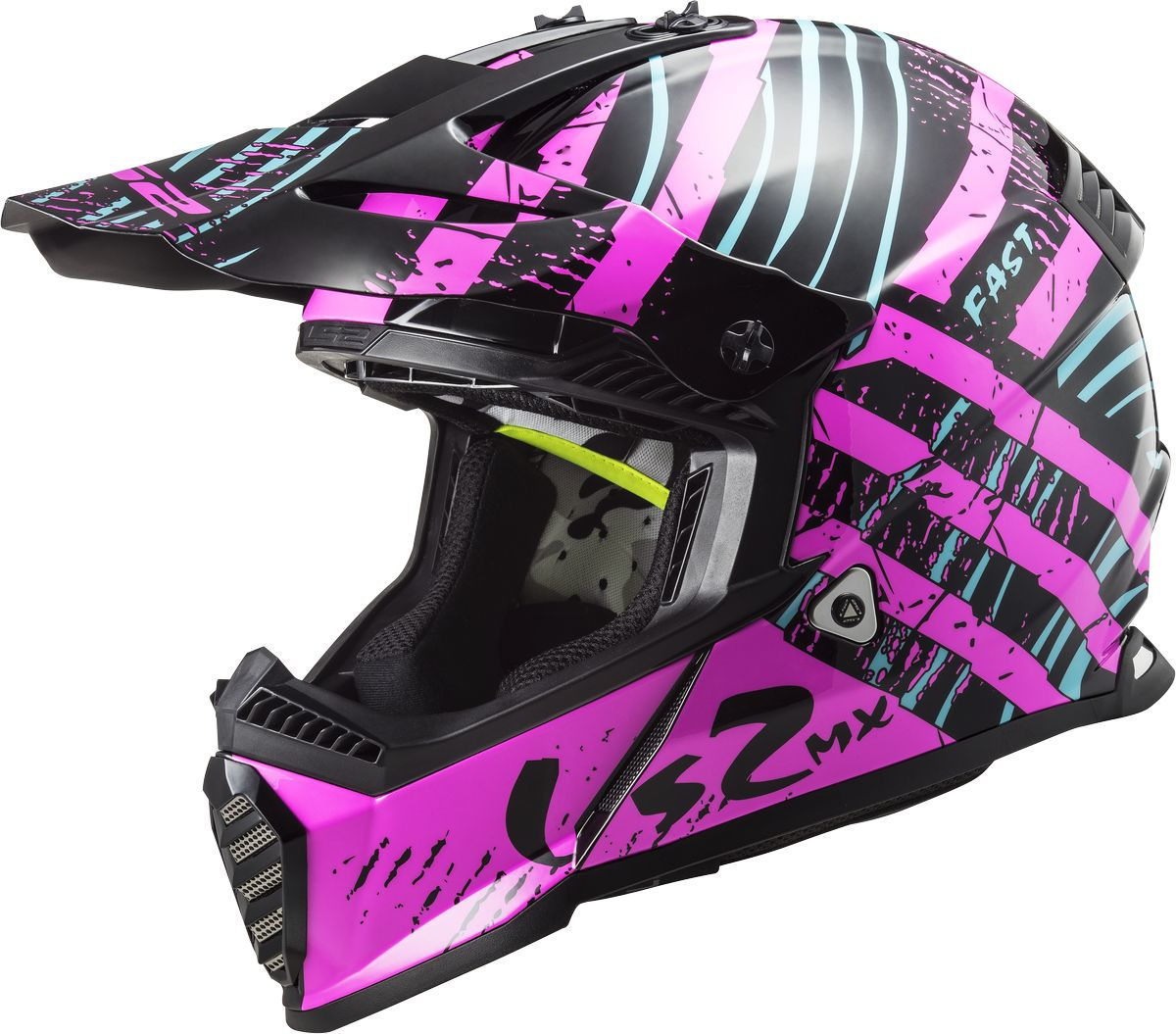 LS2 MX437 Fast Evo Verve Motocross Helmet, black-pink, Size XS, black-pink, Size XS
