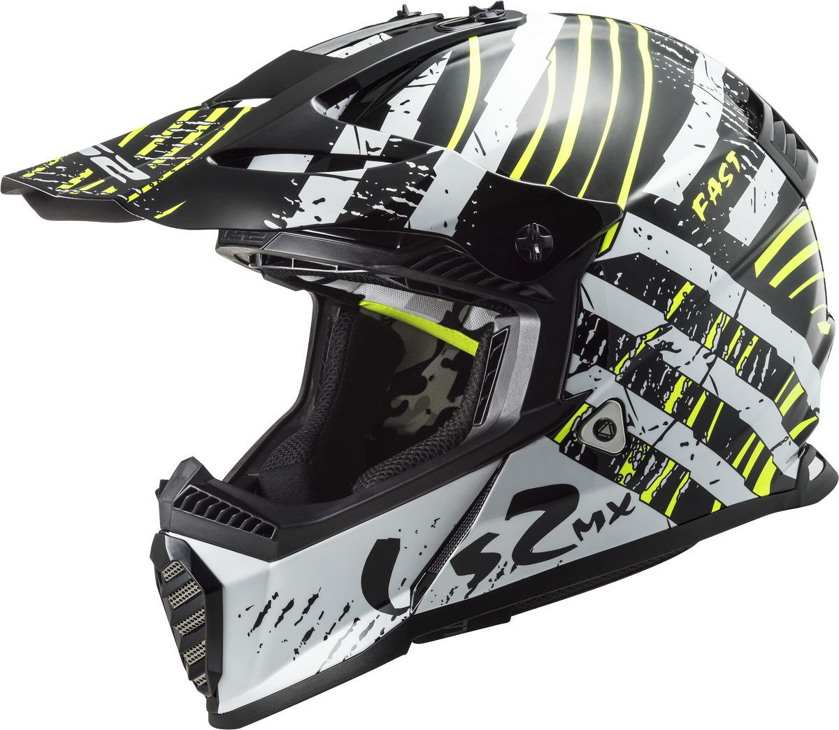 LS2 MX437 Fast Evo Verve Motocross Helmet, black-white, Size 2XS, black-white, Size 2XS