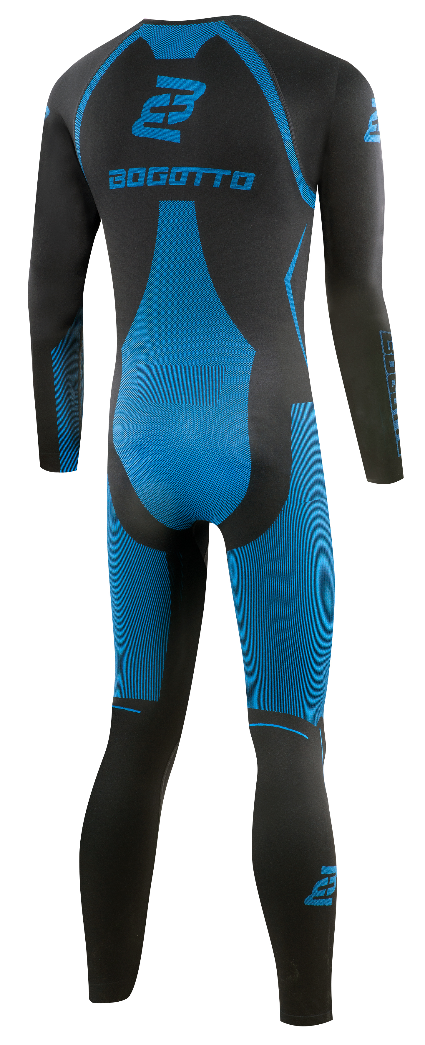 Side view of Bogotto Ripped-L Summer Undersuit One Piece Functional Suit, black-blue, Size 2XL 3XL for Men
