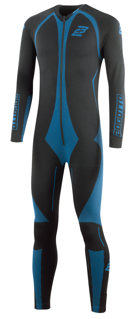 Side view of Bogotto Ripped-L Summer Undersuit One Piece Functional Suit, black-blue, Size 2XL 3XL for Men