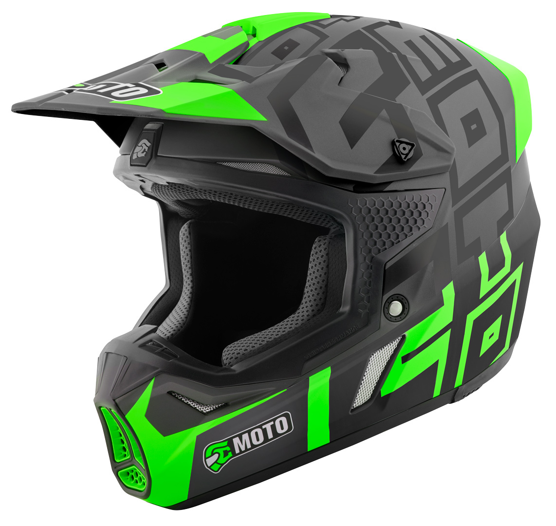 FC-Moto Merkur Flex Motocross Helmet, black-grey-green, Size XS, black-grey-green, Size XS