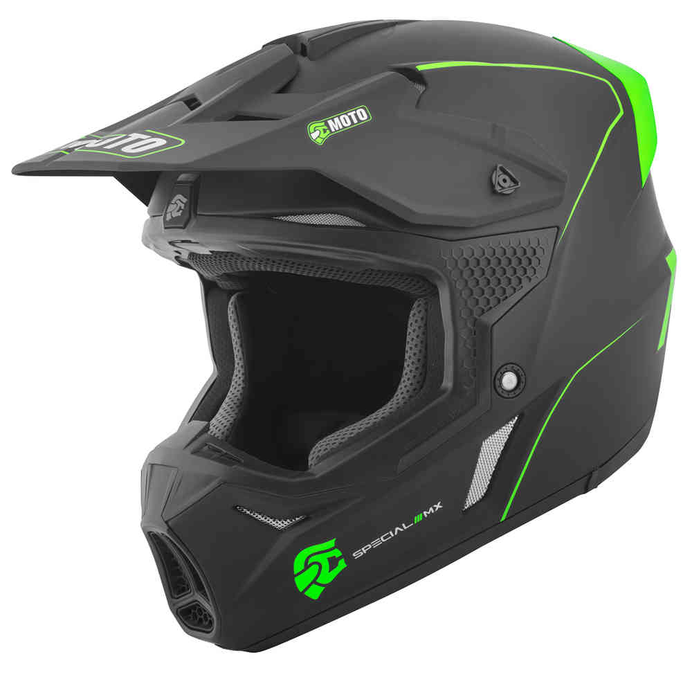 FC-Moto Merkur Straight Шлем для мотокросса Черный/Зеленый XXL 