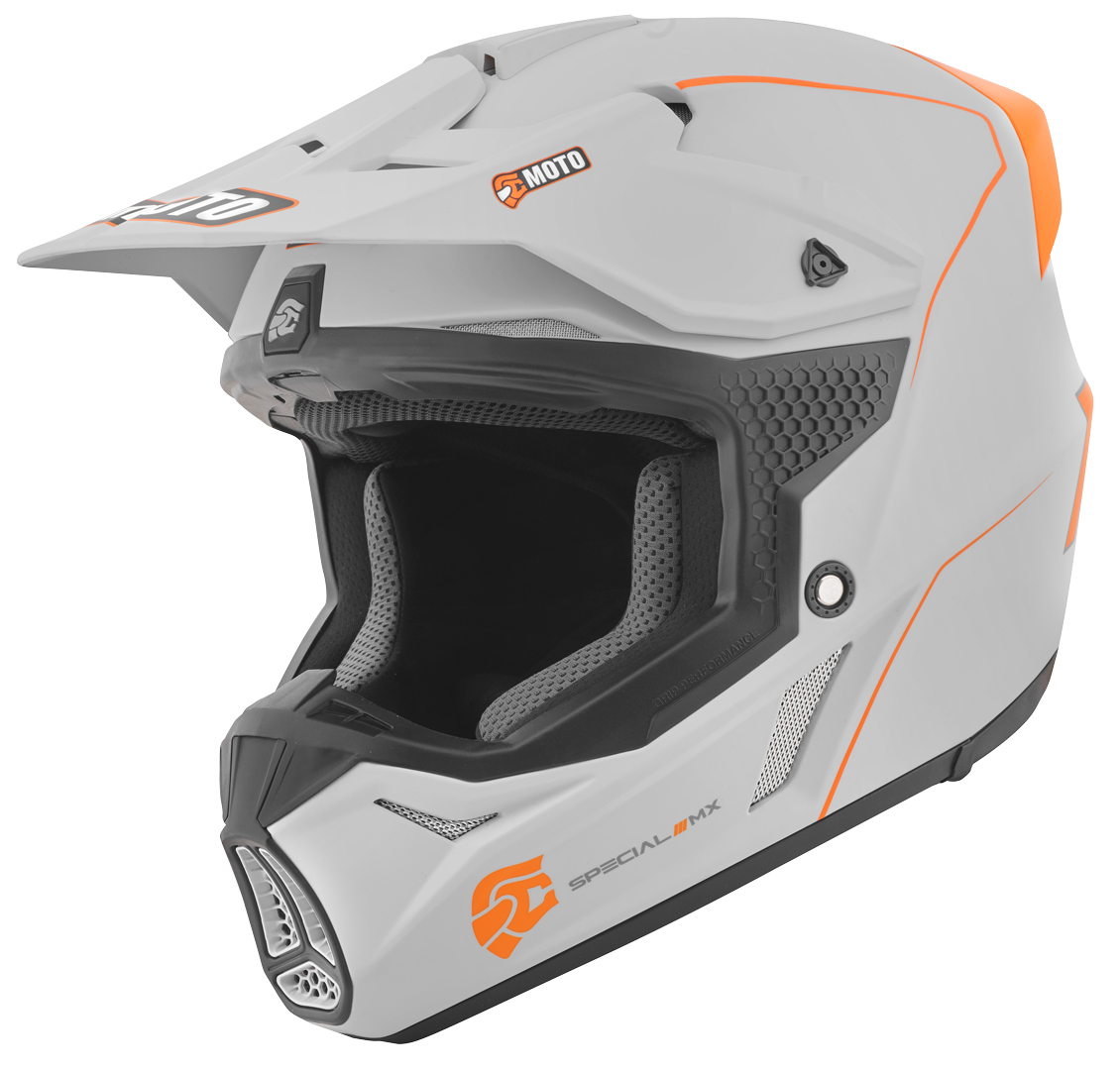 FC-Moto Merkur Straight Motocross Helmet, grey-orange, Size XS, grey-orange, Size XS