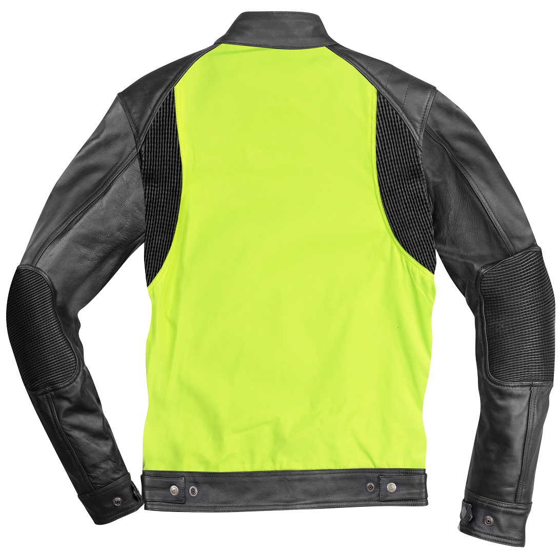 Side view of HolyFreedom Zero Vision Motorcycle Leather Jacket, black-yellow, Size XL for Men