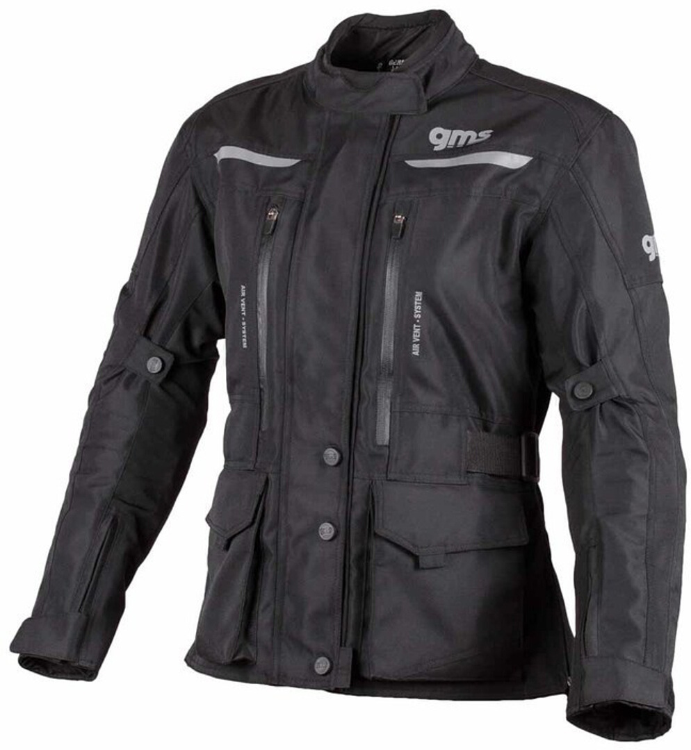GMS Gear Ladies Motorcycle Textile Jacket, black, Size XS for Women, black, Size XS for Women