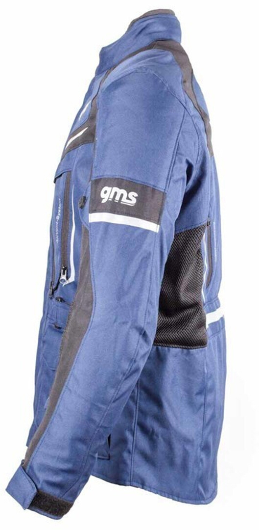 Side view of GMS Track Light Motorcycle Textile Jacket, black-blue, Size 2XL for Men