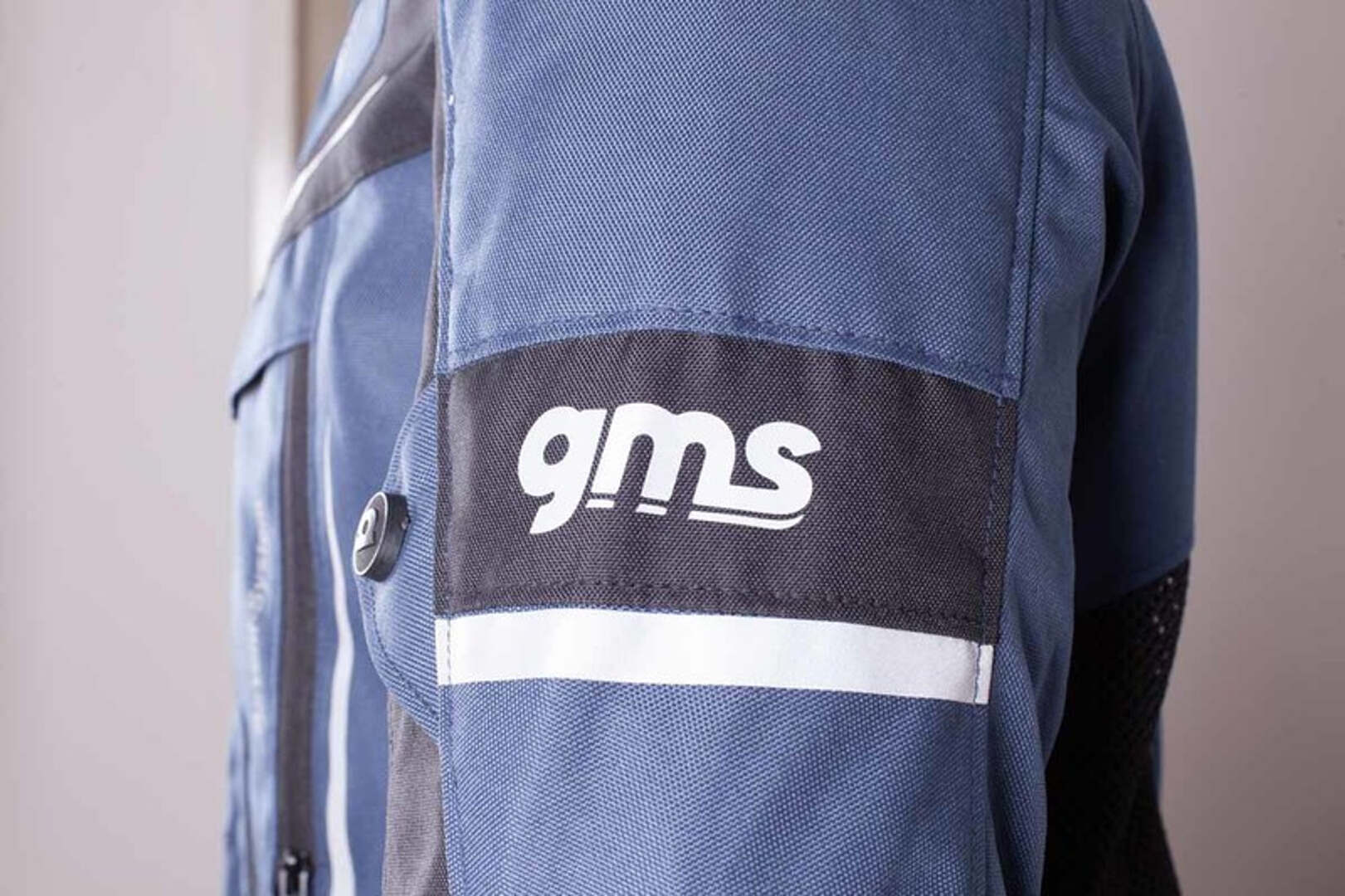 Side view of GMS Track Light Motorcycle Textile Jacket, black-blue, Size 2XL for Men