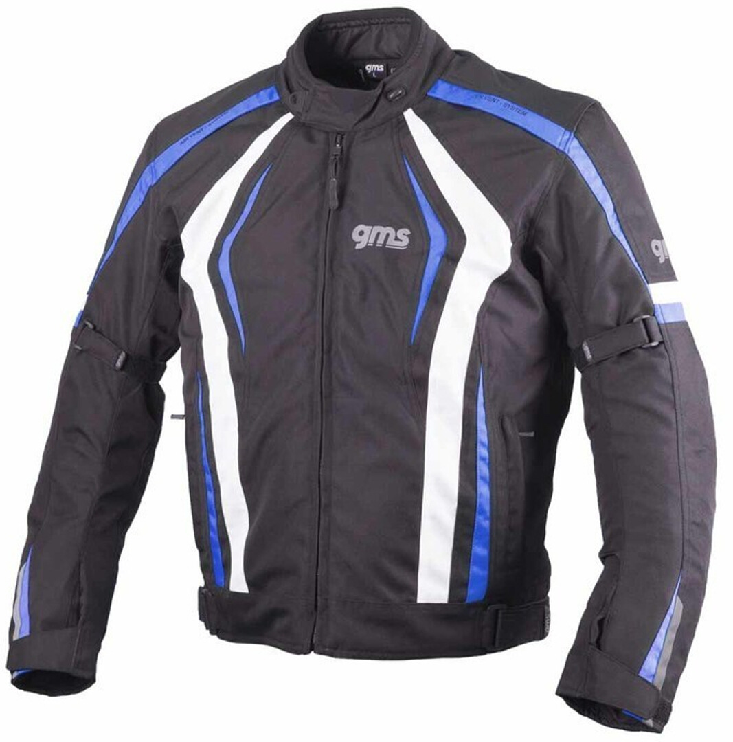 GMS Pace Motorcycle Textile Jacket, black-white-blue, Size XS, black-white-blue, Size XS