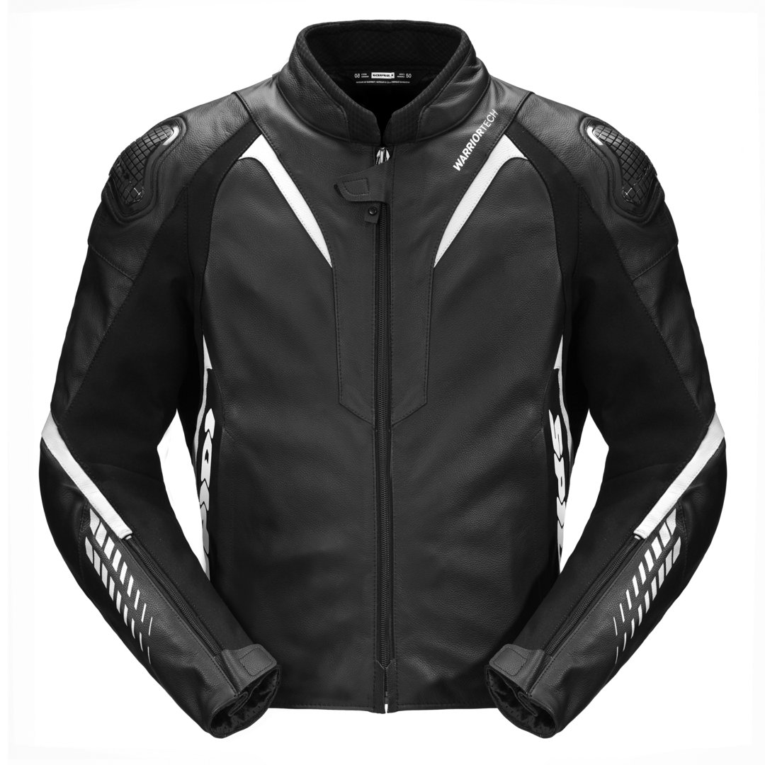 Spidi NKD-1 Motorcycle Leather Jacket, black-white, Size 52, black-white, Size 52