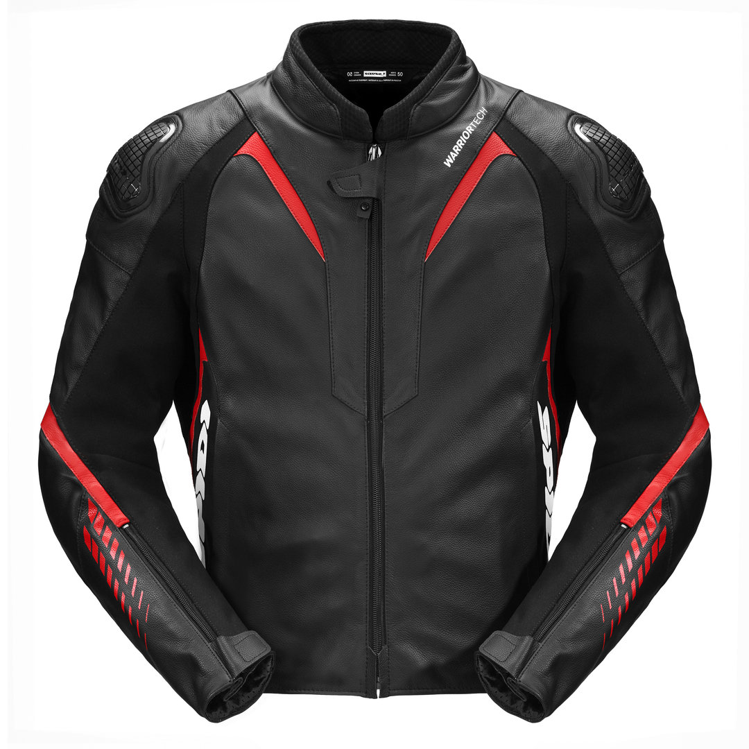 Spidi NKD-1 Motorrad Lederjacke, schwarz-rot, Größe 54, schwarz-rot, Größe 54