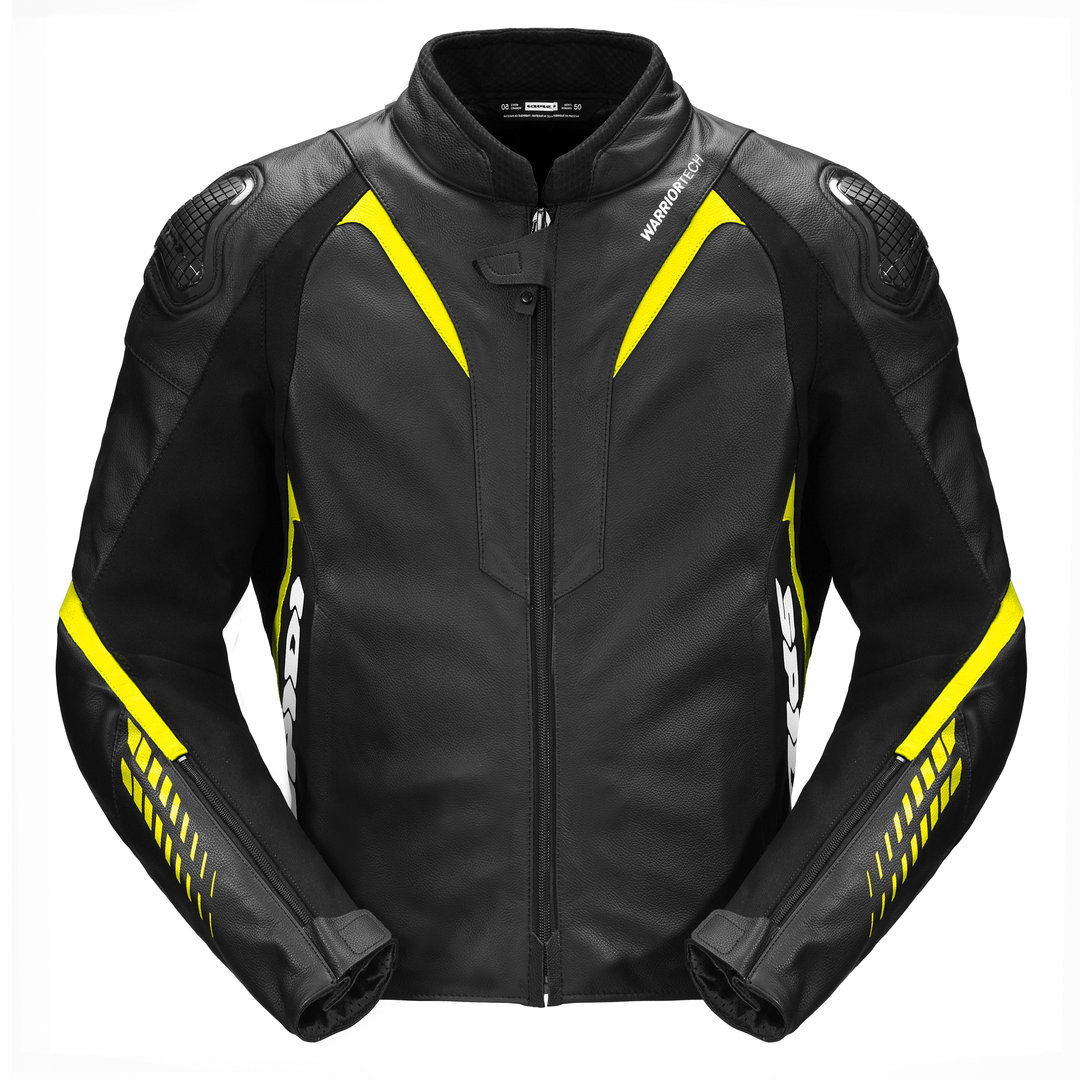 Spidi NKD-1 Motorcycle Leather Jacket, black-yellow, Size 62, black-yellow, Size 62