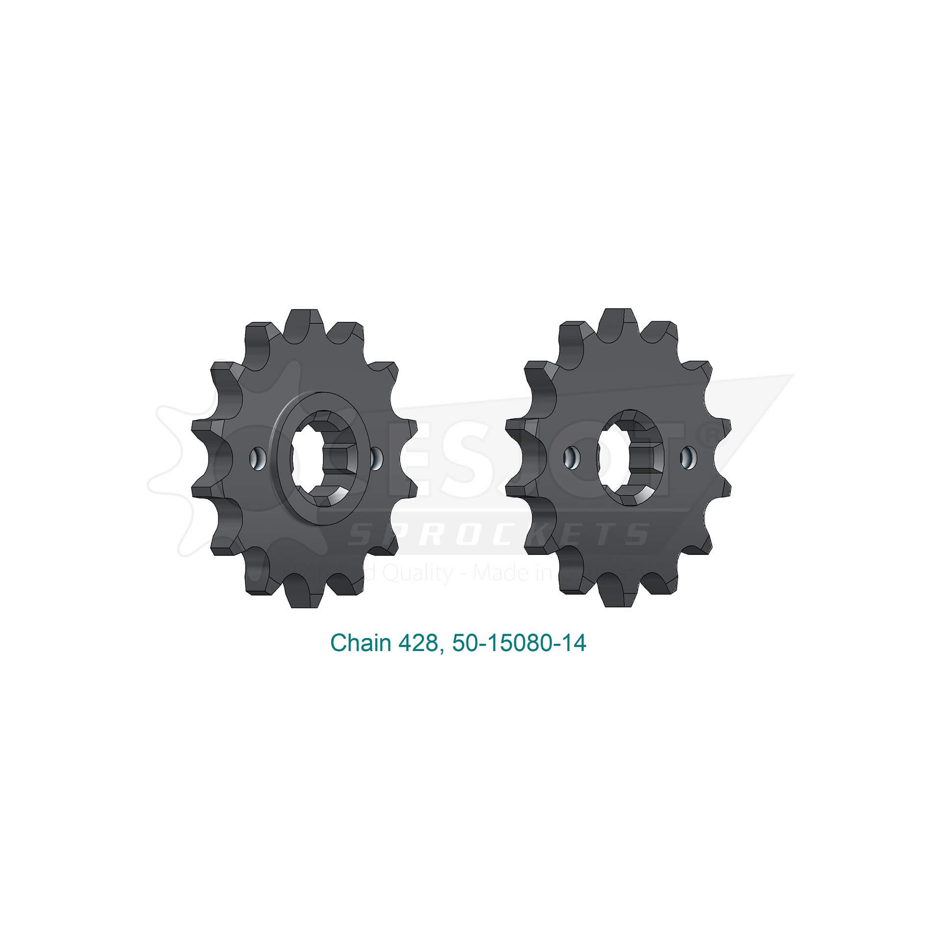 Pignon ESJOT, 14 dents, acier, pas 428, argent