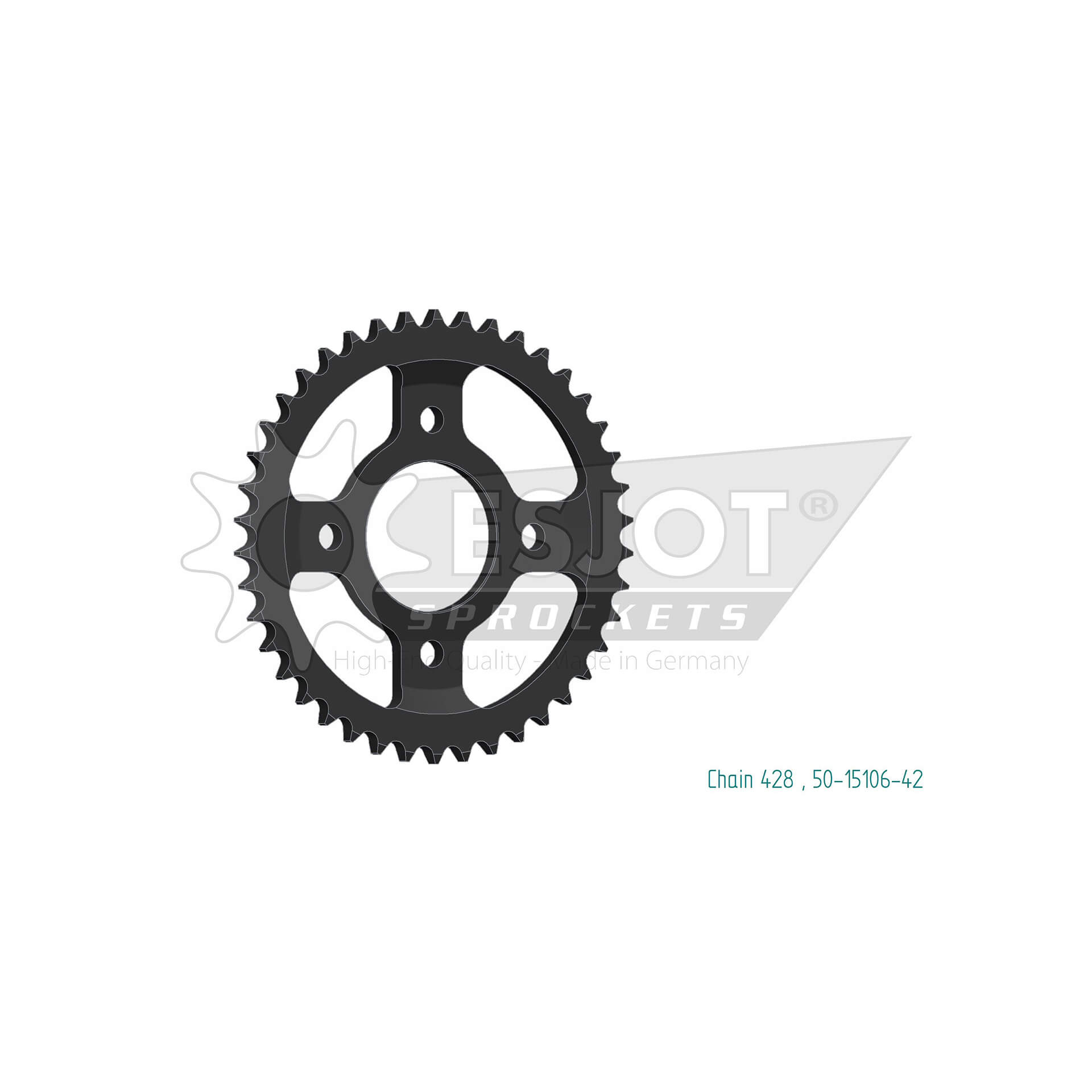 ESJOT Sprocket, 42 teeth, steel 428 pitch, silver, silver
