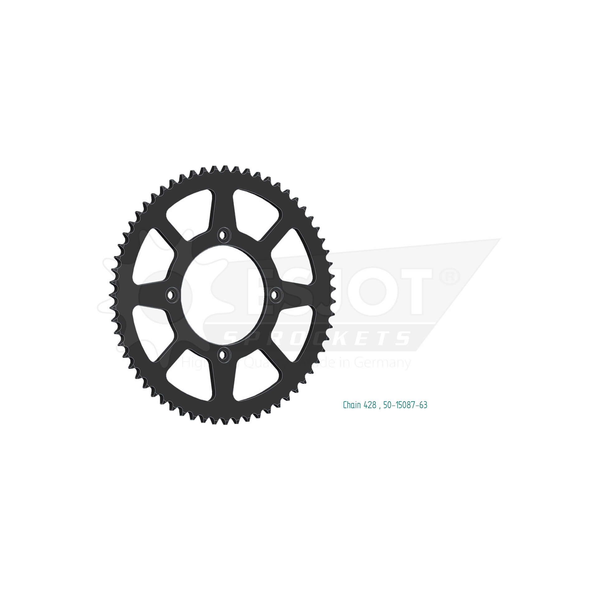 ESJOT Sprocket, 63 teeth, steel 428 pitch, silver, silver