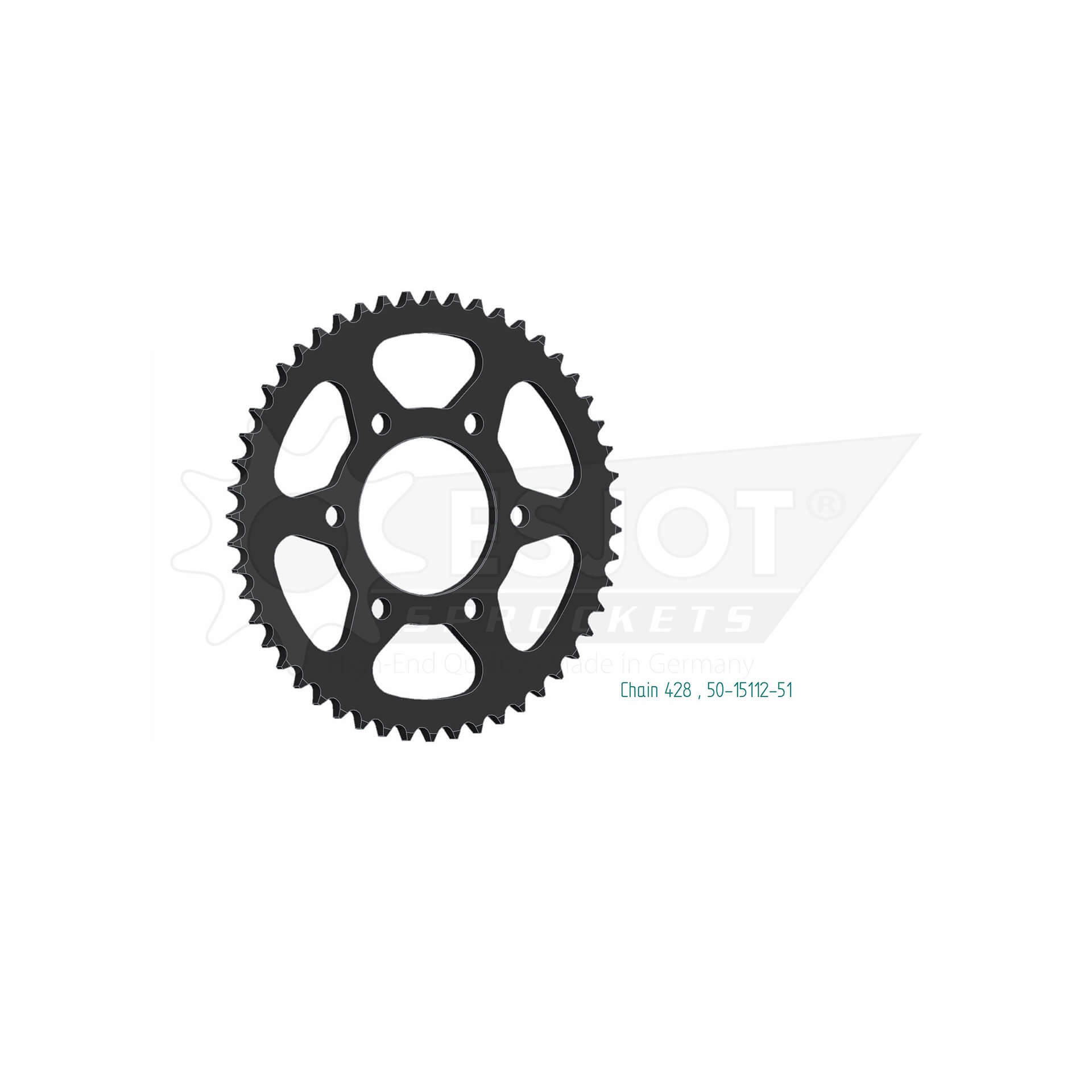 ESJOT Sprocket, 51 teeth, steel 428 pitch, silver, silver