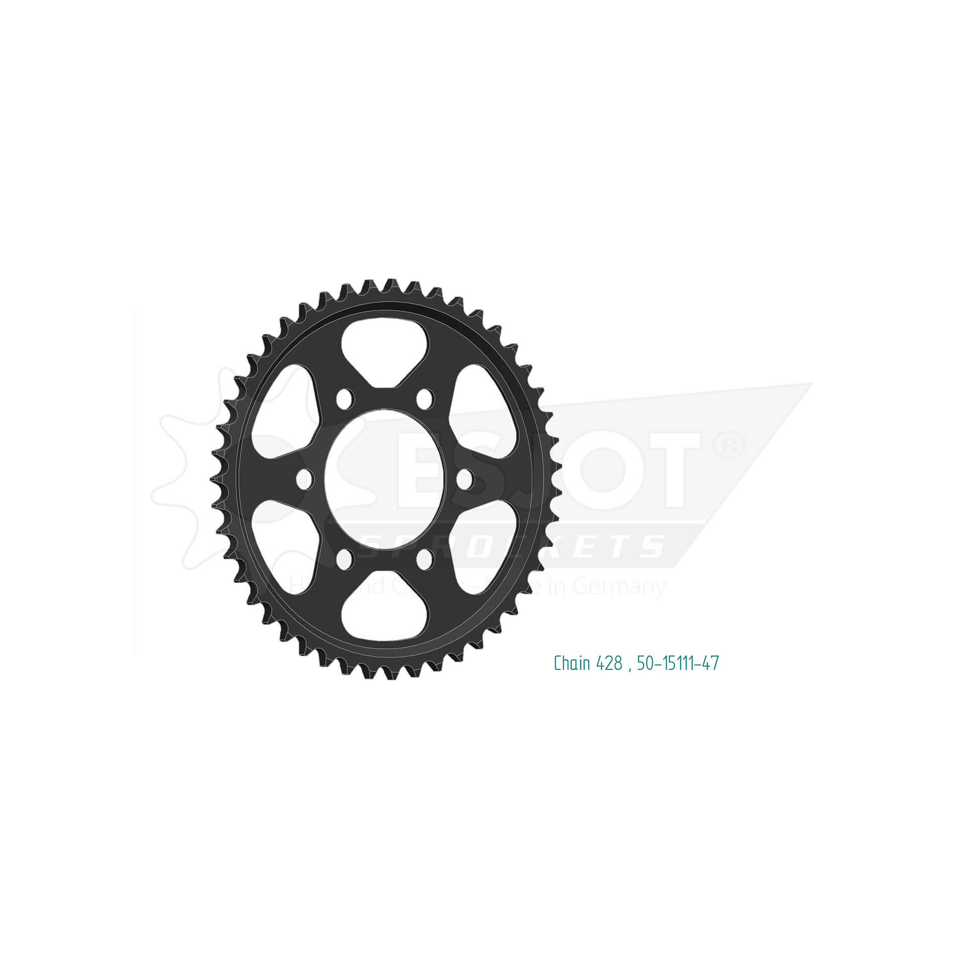 ESJOT Sprocket, 47 teeth, steel 428 pitch, silver, silver