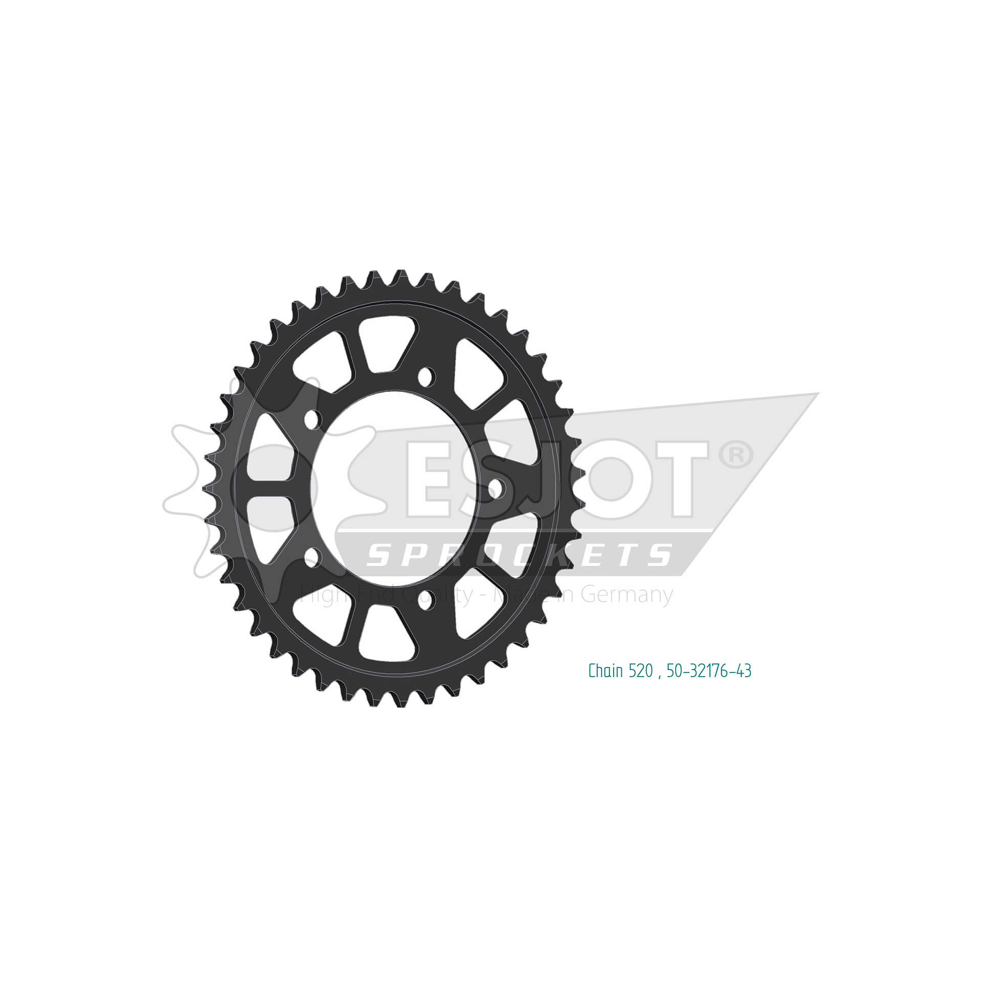 Pignon ESJOT, 43 dents, pas en acier 520, argent