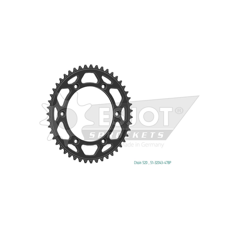 ESJOT Kettenrad, 47 Zähne, Alu schwarz, 520 Teilung