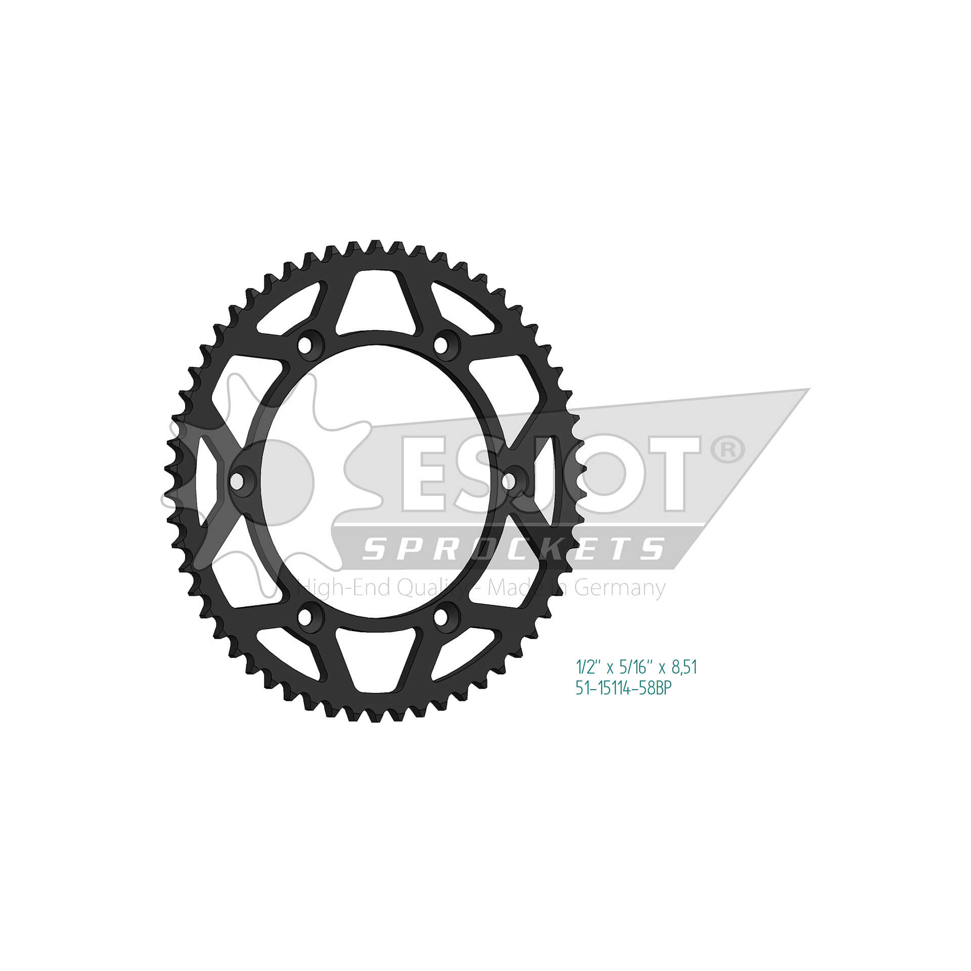 ESJOT Sprocket, 58 teeth, aluminum black, 428 pitch, black