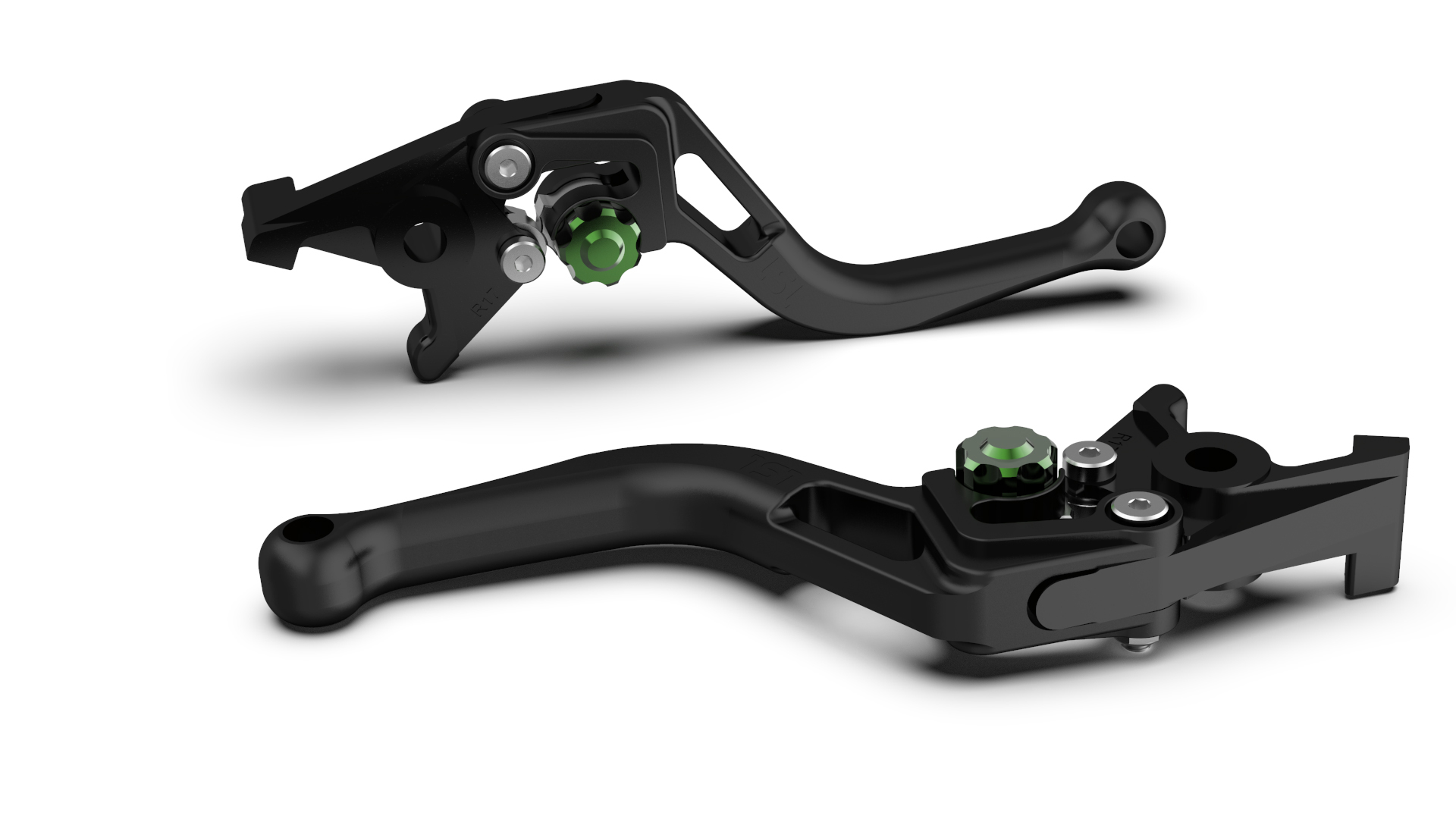 LSL Brake lever BOW R71, short,black bead blasted / green, green