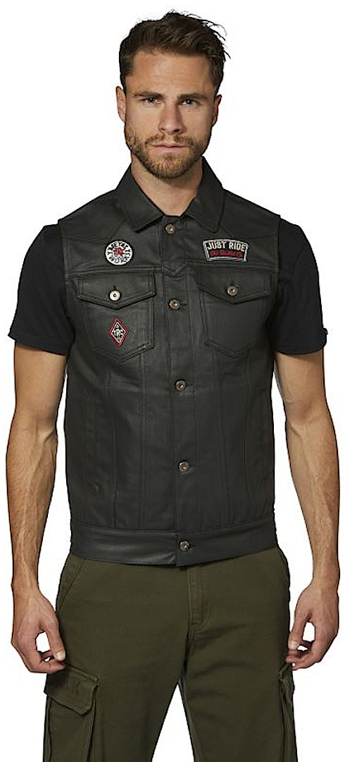 Rokker Club Black Motorcycle Vest, Size S, black, Size S