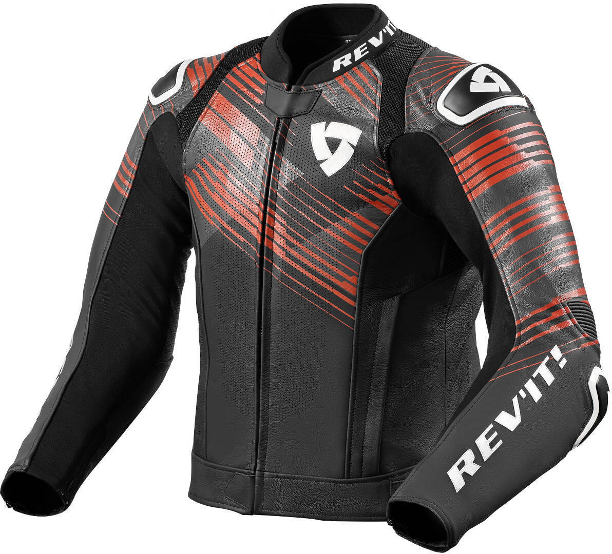 Revit Apex Motorcykel läderjacka, svart-röd, storlek 52