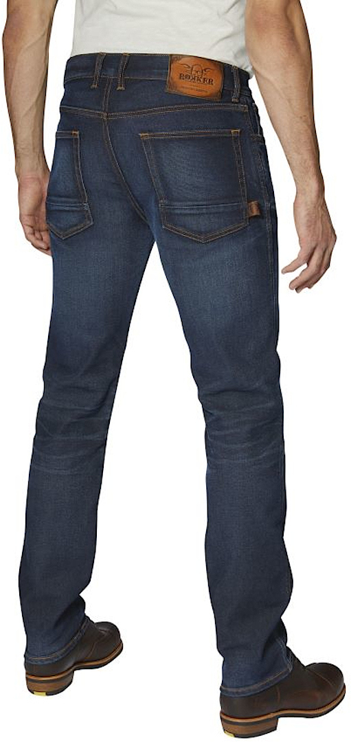 Side view of Rokker Rokkertech Slim D.Blue Motorcycle Jeans, Size 30 for Men