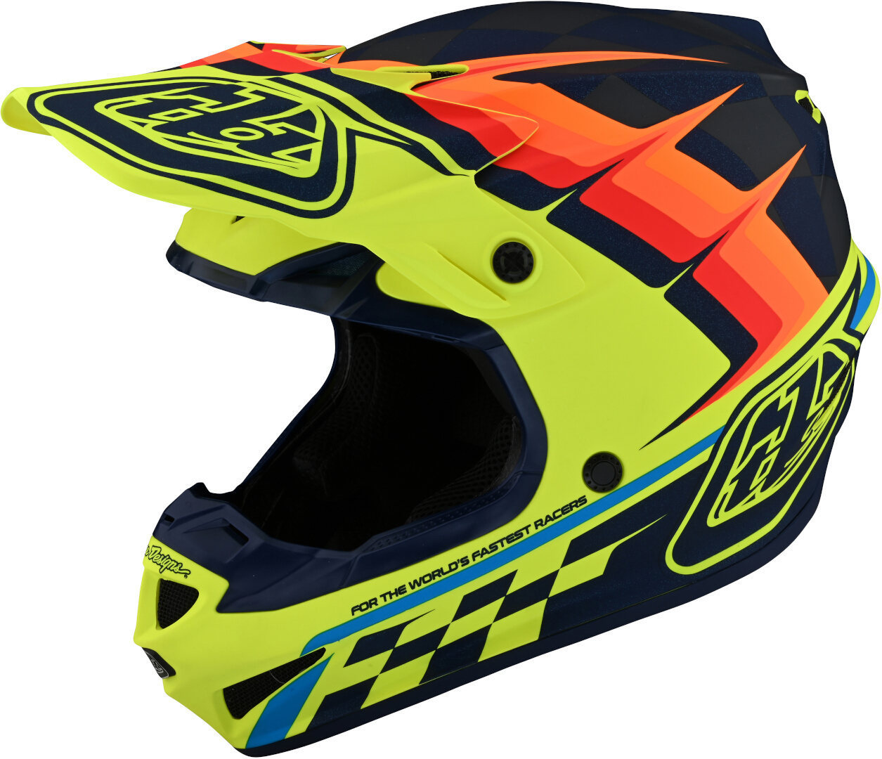 Troy Lee Designs SE4 Warped Polyacrylite MIPS Motocross Helmet, red-yellow-orange, Size M, red-yellow-orange, Size M