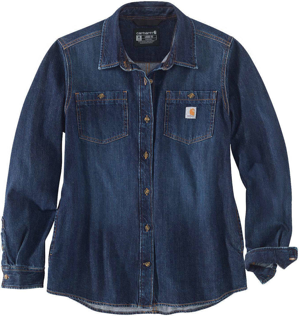 Carhartt Midweight Denim Damskjorta, blå, storlek S för kvinnor