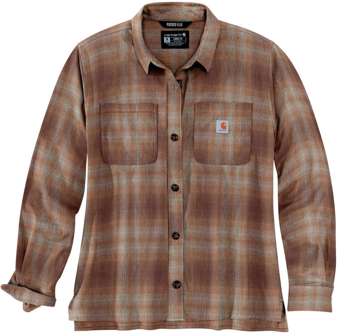 Carhartt Midweight Flannel Damskjorta, vit-brun, storlek M för kvinnor