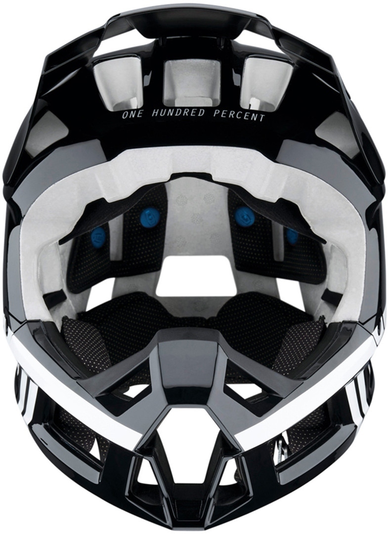 Side view of 100% Trajecta Downhill Helmet, black-white, Size L 58 60 for Men