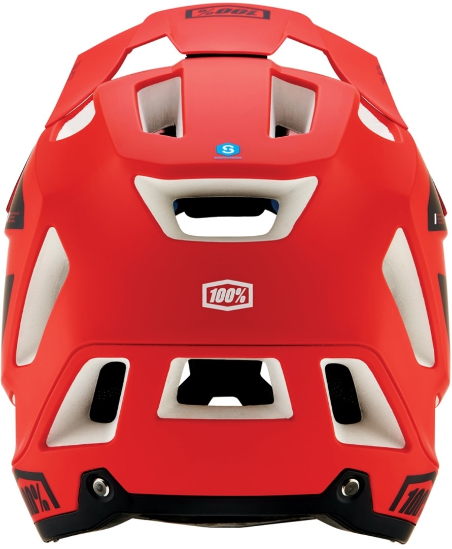 Side view of 100% Trajecta Downhill Helmet, black-red, Size M 56 57 58 for Men