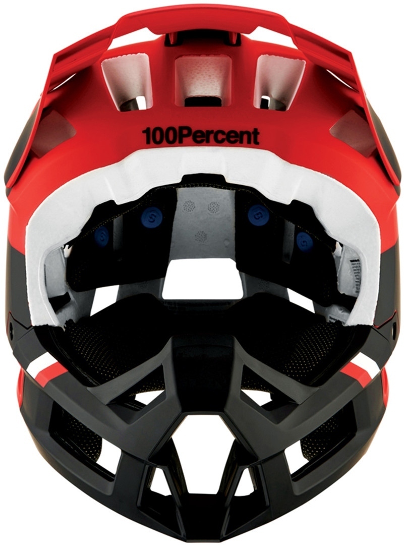 Side view of 100% Trajecta Downhill Helmet, black-red, Size M 56 57 58 for Men