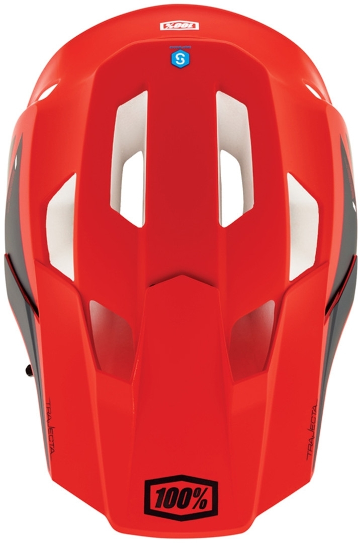 Side view of 100% Trajecta Downhill Helmet, black-red, Size M 56 57 58 for Men