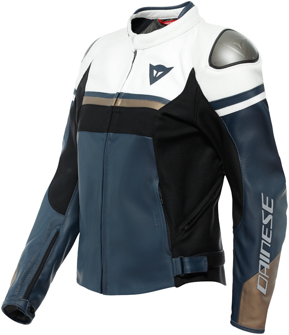 Dainese Rapida Damer Motorcykel læderjakke, sort-hvid-blå, størrelse 44 til Kvinder