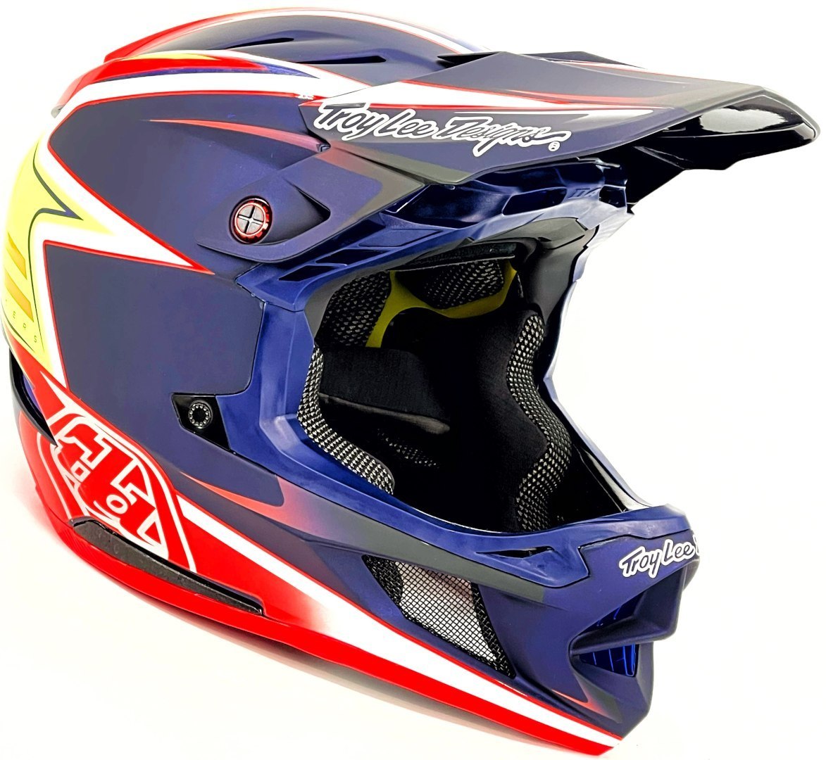 Troy Lee Designs D4 Carbon Lines Downhill Helmet, black-red-yellow, Size 2XL for Men-image-310955478