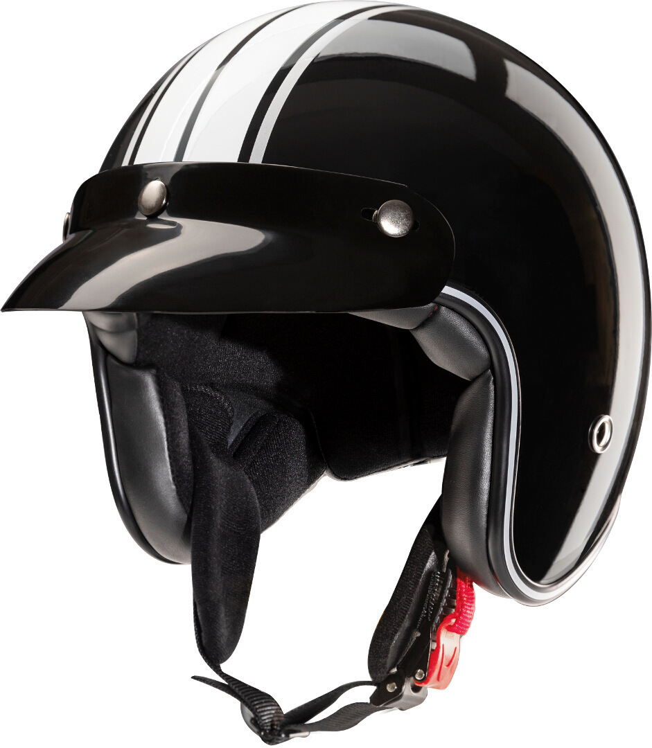 Redbike RB-742 Stripes Jet Helmet, black-white, Size XS, black-white, Size XS